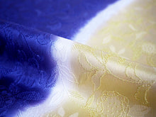 画像をギャラリービューアに読み込む, 帯揚げ 帯締め セット 正絹 群青色×イエロー 牡丹唐草 イエロー×ゴールド 帯締 高麗 平打ち 訪問着 付け下げ 色無地 フォーマル お出かけ 和装小物 着付け小物 着物 和服 和装 レディース 女性