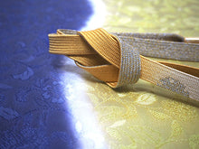 画像をギャラリービューアに読み込む, 帯揚げ 帯締め セット 正絹 群青色×イエロー 牡丹唐草 イエロー×ゴールド 帯締 高麗 平打ち 訪問着 付け下げ 色無地 フォーマル お出かけ 和装小物 着付け小物 着物 和服 和装 レディース 女性