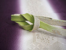 画像をギャラリービューアに読み込む, 帯揚げ 帯締め セット 正絹 紫×ベージュ 亀甲 唐草 黄緑×ゴールド 帯締 高麗 平打ち 訪問着 付け下げ 色無地 フォーマル お出かけ 和装小物 着付け小物 着物 和服 和装 レディース 女性