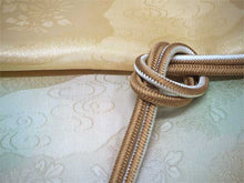 画像をギャラリービューアに読み込む, コーディネート済 袷着物4点セット(着物・名古屋帯・帯揚げ・帯締め) 自宅で洗濯OK M 茶紫地疋田鹿の子柄きもの ベージュ地オリエンタル柄帯 コーディネートが不安な方に