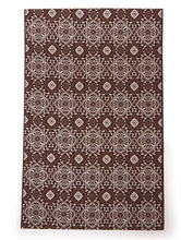 画像をギャラリービューアに読み込む, コーディネート済 袷着物4点セット(着物・名古屋帯・帯揚げ・帯締め) 自宅で洗濯OK M 藍色地幾何学柄きもの 茶色地牡丹帯 コーディネートが不安な方に