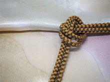 画像をギャラリービューアに読み込む, コーディネート済 袷着物4点セット(着物・名古屋帯・帯揚げ・帯締め) 自宅で洗濯OK M 藍色地幾何学柄きもの 茶色地牡丹帯 コーディネートが不安な方に