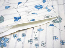 画像をギャラリービューアに読み込む, コーディネート済 袷着物4点セット(着物・名古屋帯・帯揚げ・帯締め) 自宅で洗濯OK L クリーム地縞萩柄きもの 濃紺地花柄帯 コーディネートが不安な方に