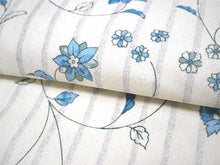 画像をギャラリービューアに読み込む, コーディネート済 袷着物4点セット(着物・名古屋帯・帯揚げ・帯締め) 自宅で洗濯OK L クリーム地縞萩柄きもの 濃紺地花柄帯 コーディネートが不安な方に