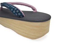 画像をギャラリービューアに読み込む, カレンブロッソ 草履 単品 Sサイズ チャコールグレー地 台 ピンク地 紺 花 鼻緒 レディース 軽い!歩きやすい!オシャレと人気のカフェ草履 安心の日本製