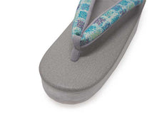 画像をギャラリービューアに読み込む, カレンブロッソ 草履 単品 Mサイズ グレー地 台 青緑 チェック 格子 鼻緒 レディース 軽い!歩きやすい!オシャレと人気のカフェ草履 安心の日本製