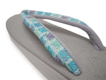 画像をギャラリービューアに読み込む, カレンブロッソ 草履 単品 Mサイズ グレー地 台 青緑 チェック 格子 鼻緒 レディース 軽い!歩きやすい!オシャレと人気のカフェ草履 安心の日本製