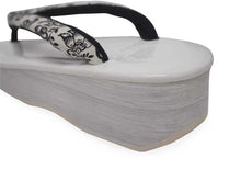 画像をギャラリービューアに読み込む, カレンブロッソ 草履 単品 Mサイズ 白地 台 黒地 白黒 花柄 鼻緒 レディース 軽い!歩きやすい!オシャレと人気のカフェ草履 安心の日本製