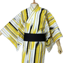 画像をギャラリービューアに読み込む, 阪神 タイガース グッズ 応援 浴衣 メンズ 白 矢絣 M L ロゴ マーク 虎 生地 プリント ゆかた 男性 単品 縞 黄色 黒 木綿 コットン プロ野球 セール対象外