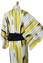 画像をギャラリービューアに読み込む, 阪神 タイガース グッズ 応援 浴衣 メンズ 白 矢絣 M L ロゴ マーク 虎 生地 プリント ゆかた 男性 単品 縞 黄色 黒 木綿 コットン プロ野球 セール対象外