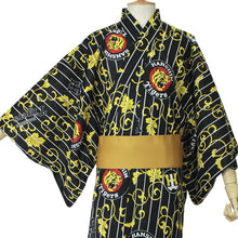 画像をギャラリービューアに読み込む, 阪神 タイガース グッズ 応援 浴衣 メンズ 黒 縞 ツタ M L ロゴ マーク 虎 生地 プリント ゆかた 男性 単品 縞 黄色 赤 木綿 コットン プロ野球 セール対象外