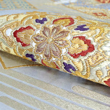 画像をギャラリービューアに読み込む, 袋帯 フォーマル 絹 礼装 西陣織 村田織物謹製 仕立て付き 送料無料 新品 未使用 販売 シルバー 地紙 秋草 華文 京都 フニ