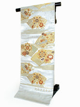 画像をギャラリービューアに読み込む, 袋帯 フォーマル 絹 礼装 西陣織 村田織物謹製 仕立て付き 送料無料 新品 未使用 販売 シルバー 地紙 秋草 華文 京都 フニ