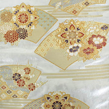 画像をギャラリービューアに読み込む, 袋帯 フォーマル 絹 礼装 西陣織 村田織物謹製 仕立て付き 送料無料 新品 未使用 販売 シルバー 地紙 秋草 華文 京都 フニ