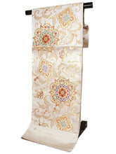 画像をギャラリービューアに読み込む, 袋帯 フォーマル 絹 礼装 西陣織 野々村織物謹製 仕立て付き 送料無料 新品 未使用 販売 ベージュ 唐草 華文 京都 ラオ