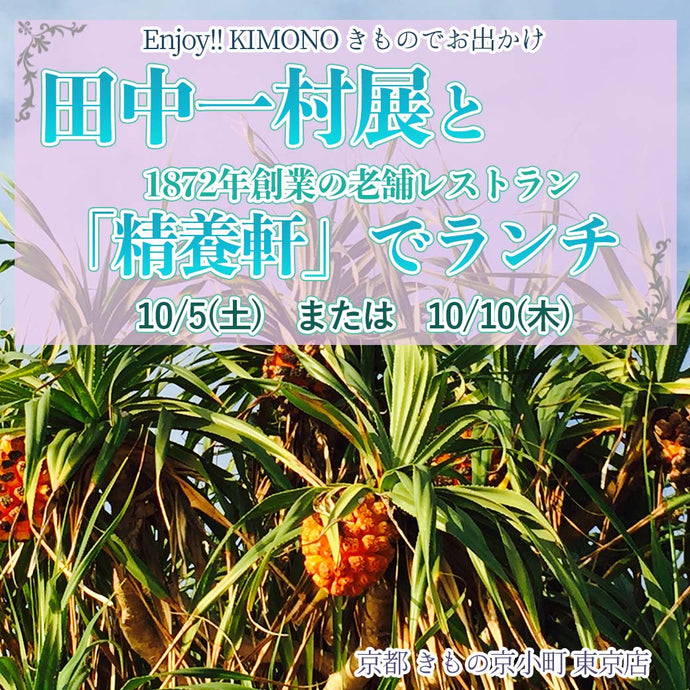 Enjoy‼ KIMONO 着物でお出かけ　　田中一村展と1872年創業の老舗レストラン「精養軒」でランチ 2024年10/5(土)  10/10(木) 【東京開催】　　