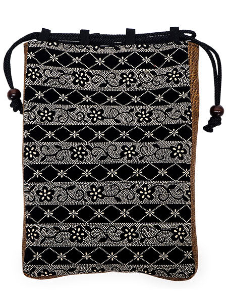 信玄袋 和柄 印伝風 マチつき 日本製 巾着 着物・浴衣・作務衣・甚平  