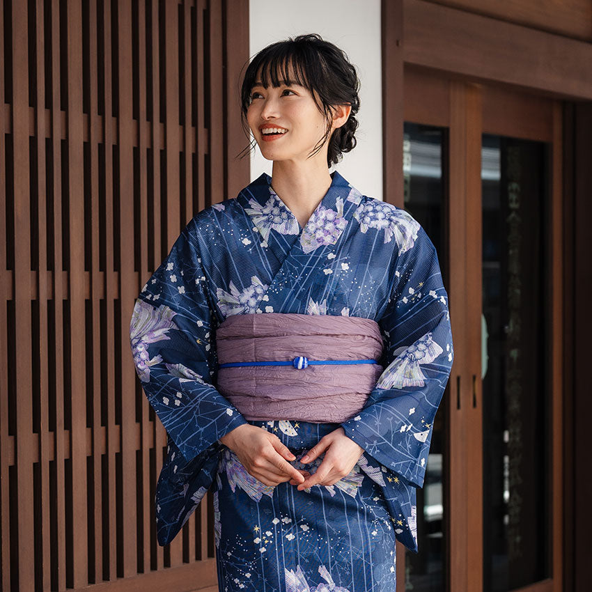 浴衣 レディース 単品 みすずうた フリーサイズ 薄ピンク 薄パープル