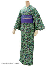 画像をギャラリービューアに読み込む, 洗える夏着物 浴衣 単品 グリーン 唐草 Mサイズ モダンで可愛い紅型 沖縄発ブランド・ブランジュジュのお洒落な小紋夏きもの 東レセオアルファの洗えるポリエステル素材 すぐ着られるお仕立て上がり 夏にぴったりなカジュアル単衣
