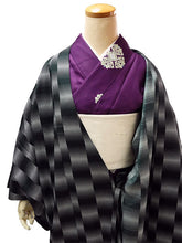 画像をギャラリービューアに読み込む, 雨コート 一部式 道中着衿 ブラック ドット ぼかし 縞 Mサイズ Sサイズ すぐに着られる仕立て上がり 持ち運びに便利なポーチ付き 洗えるポリエステル
