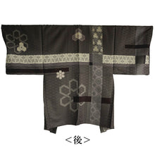画像をギャラリービューアに読み込む, 洗えるメンズ羽織 短冊幾何学柄 カーキ M L LL 成人式や卒業式に
