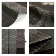 画像をギャラリービューアに読み込む, 洗えるメンズ羽織 短冊幾何学柄 カーキ M L LL 成人式や卒業式に
