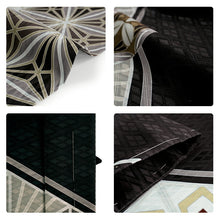 画像をギャラリービューアに読み込む, 洗える メンズ羽織・着物・袴3点セット 黒 ブラックシルバー 幾何学 M L LL 成人式や卒業式に
