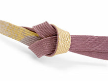 画像をギャラリービューアに読み込む, 正絹 帯揚げ帯締めセット フォーマル向き帯揚げ (薄茶地に青と紫の丸 唐花地紋) 平組 帯〆 (渋赤紫) 和装小物 レディース
