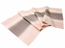 画像をギャラリービューアに読み込む, 正絹 帯揚げ帯締めセット フォーマル向き帯揚げ (桃×灰茶縦暈し 麻の葉地紋) 平組 帯〆 (薄ピンク) 和装小物 レディース
