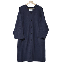 画像をギャラリービューアに読み込む, カーディガン 和装コート ブルー YOUTOWA 継ぎ目のない求心編みのウール和装カーディガン 洋服にも合うモードでお洒落なデザイン
