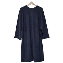 画像をギャラリービューアに読み込む, カーディガン 和装コート ブルー YOUTOWA 継ぎ目のない求心編みのウール和装カーディガン 洋服にも合うモードでお洒落なデザイン
