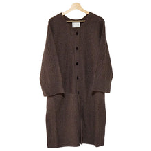 画像をギャラリービューアに読み込む, カーディガン 和装コート ブラウン YOUTOWA 継ぎ目のない求心編みのウール和装カーディガン 洋服にも合うモードでお洒落なデザイン

