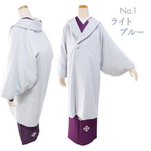 画像をギャラリービューアに読み込む, へちま衿コート カシミヤ混 3色 ライトブルー ブラック アイボリー 人気のへちま衿の冬用カシミヤコート 着物にも洋服にも合うシンプル可愛さ
