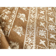 画像をギャラリービューアに読み込む, カシミール刺繍ストール 大判 ブラウン ベージュ 更紗 ウール エスニックな花柄刺繍 秋冬にサッと羽織れる軽くて暖かいショール 和装にも洋装にも
