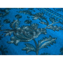 画像をギャラリービューアに読み込む, カシミール刺繍ストール 大判 ブルー グレー 更紗 ウール エスニックな花柄刺繍 秋冬にサッと羽織れる軽くて暖かいショール 和装にも洋装にも
