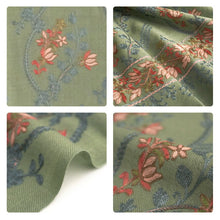 画像をギャラリービューアに読み込む, カシミール刺繍ストール 大判 グリーン ピンク 更紗 ウール エスニックな花柄刺繍 秋冬にサッと羽織れる軽くて暖かいショール 和装にも洋装にも

