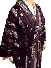 画像をギャラリービューアに読み込む, 雨コート 一部式 道中着衿 パープル さくら 紅葉 縞 XSサイズ すぐに着られる仕立て上がり 持ち運びに便利なポーチ付き 洗えるポリエステル
