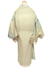 画像をギャラリービューアに読み込む, 雨コート 一部式 道中着衿 グリーン 萌黄 ぼかし 縞 XSサイズ すぐに着られるお仕立て上がり 洗えるポリエステル
