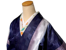 画像をギャラリービューアに読み込む, 雨コート 一部式 道中着衿 ネイビー パープル ぼかし Mサイズ すぐに着られるお仕立て上がり 洗えるポリエステル
