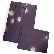 画像をギャラリービューアに読み込む, 雨コート 一部式 道中着衿 パープル グレー 花 丸紋 Lサイズ すぐに着られるお仕立て上がり 持ち運びに便利なポーチ付き 洗えるポリエステル
