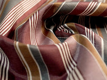 画像をギャラリービューアに読み込む, 雨コート 一部式 道中着衿 ブラウン カーキ 縞 Lサイズ すぐに着られるお仕立て上がり 洗えるポリエステル
