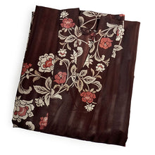画像をギャラリービューアに読み込む, 雨コート 一部式 道中着衿 ブラウン 牡丹 花 Sサイズ すぐに着られるお仕立て上がり 洗えるポリエステル

