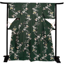 画像をギャラリービューアに読み込む, 洗える着物 袷 小紋 Lサイズ 仕立て上がり テイジン素材 単品 グリーン 木蓮 レディース 品よい縮緬地のお洒落な小紋
