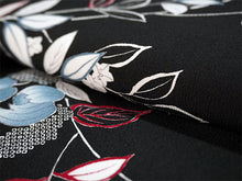 画像をギャラリービューアに読み込む, 洗える着物 袷 小紋 Lサイズ 仕立て上がり テイジン素材 単品 ブラック 木蓮 レディース 品よい縮緬地のお洒落な小紋
