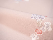 画像をギャラリービューアに読み込む, 洗える着物 袷 小紋 Lサイズ 仕立て上がり テイジン素材 単品 ピンク 瓢箪 レディース 品よい縮緬地のお洒落な小紋
