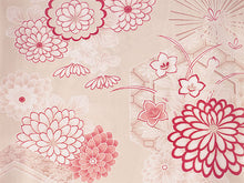 画像をギャラリービューアに読み込む, 洗える着物 袷 小紋 Lサイズ 仕立て上がり 単品 ベージュ ピンク 菊 レディース 品よい縮緬地のお洒落な小紋
