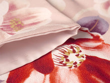 画像をギャラリービューアに読み込む, 洗える着物 袷 小紋 Lサイズ 仕立て上がり 単品 ピンク 椿 レディース 品よい縮緬地のお洒落な小紋
