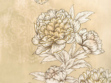 画像をギャラリービューアに読み込む, 洗える着物 袷 小紋 Lサイズ 仕立て上がり 単品 ベージュ 牡丹 レディース 品よい縮緬地のお洒落な小紋
