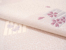 画像をギャラリービューアに読み込む, 絹 西陣織 九寸名古屋帯 単品 仕立て付き 薄ピンク 源氏香 さくら 六通柄 レディース 普段着や気軽なパーティーに
