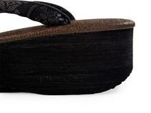 画像をギャラリービューアに読み込む, カレンブロッソ 草履 単品 Lサイズ ブラウン 台 博多織 ブラック 横段 花 鼻緒 レディース 歩きやすくてオシャレ 愛好者の多い菱屋カフェ草履
